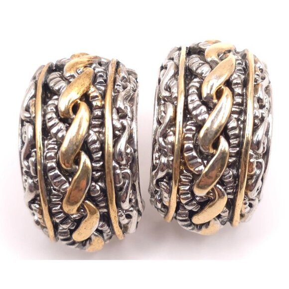 Unbranded Jewelry - Vintage Sterling Silver & Gold-Plated Hoop Earrings